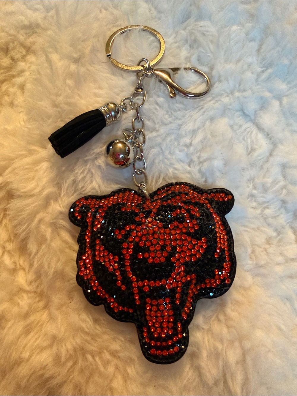 Rhinestone Chicago Bears Football Keychain Bag Charm